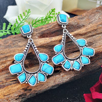 Vintage Silver Plated Turquoise Drop Earrings