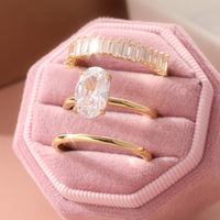 Elegant Oval Cut Zirconia Engagement Stacked Ring Set