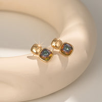 Vintage Gold-Tone Geometric Square Earrings