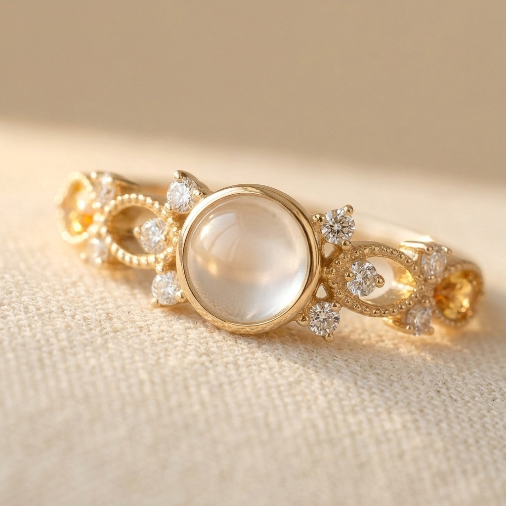 Nl/Modieuze Luxe Synthetische Maansteen Ring Voor Vrouwen Verlovings En Trouwaccessoire Dagelijks Casual Feest Jubileumcadeau