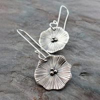 Handcrafted Textured Silver Flower Drop Earrings