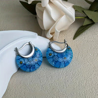 Vintage Vibrant Glass Floral Bead Dangle Earrings