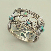 Vintage Bohemian Hollowed Out Design Wide Band Ring