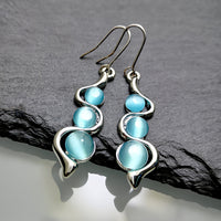 Moonstone Silver Plated Spiral Drop Earrings