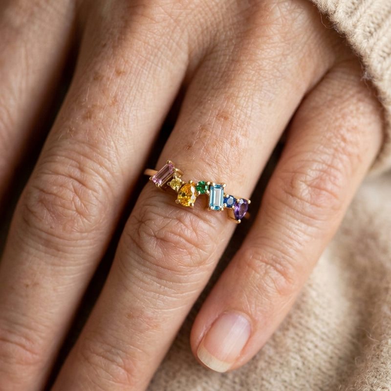Art Deco Geometric Cubic Zirconia Gold Ring