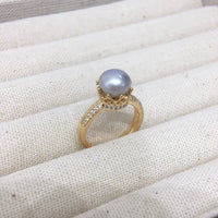Art Deco Pearl Solitaire Gold Ring