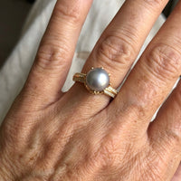 Art Deco Pearl Solitaire Gold Ring
