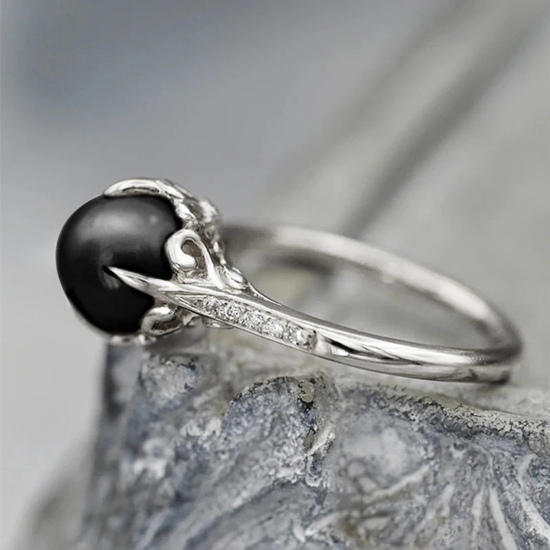 Art Deco Pearl Solitaire Gold Ring