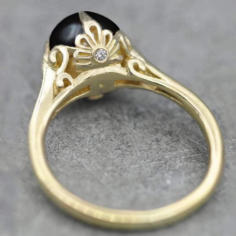 Art Deco Pearl Solitaire Gold Ring