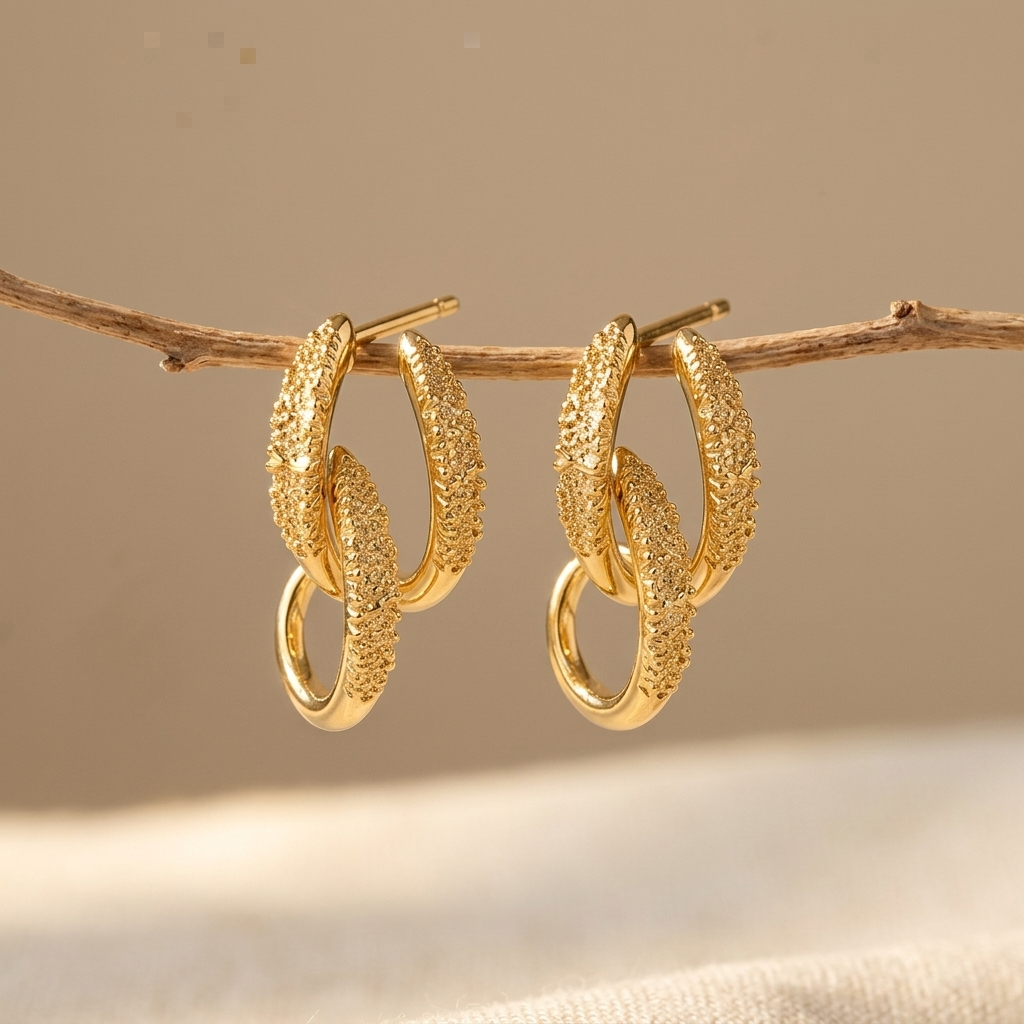 A Pair Of 18k Gold Plated Women Prong Curved Earrings Featuring A Sparkling Luxurious Design And A Are Perfect For Casual Attire Music Festivals And A Of Other Occasions An Ideal Gift For Women And Hypoallerge