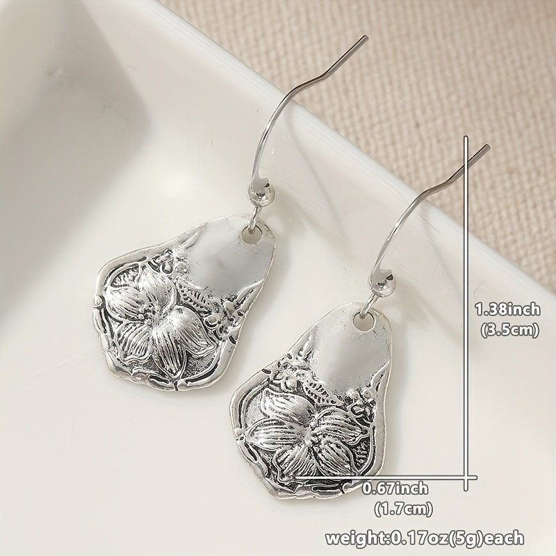 Antique Silvery Spoon Dangle Earrings