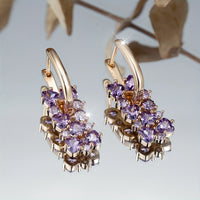 Elegant Purple Zirconia Gold Plated Hoop Earrings