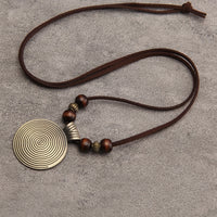 Vintage Twelve Constellations Wooden Beaded Pendant Necklace