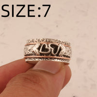 Vintage Style Butterfly Heart Silver Plated Spinner Ring