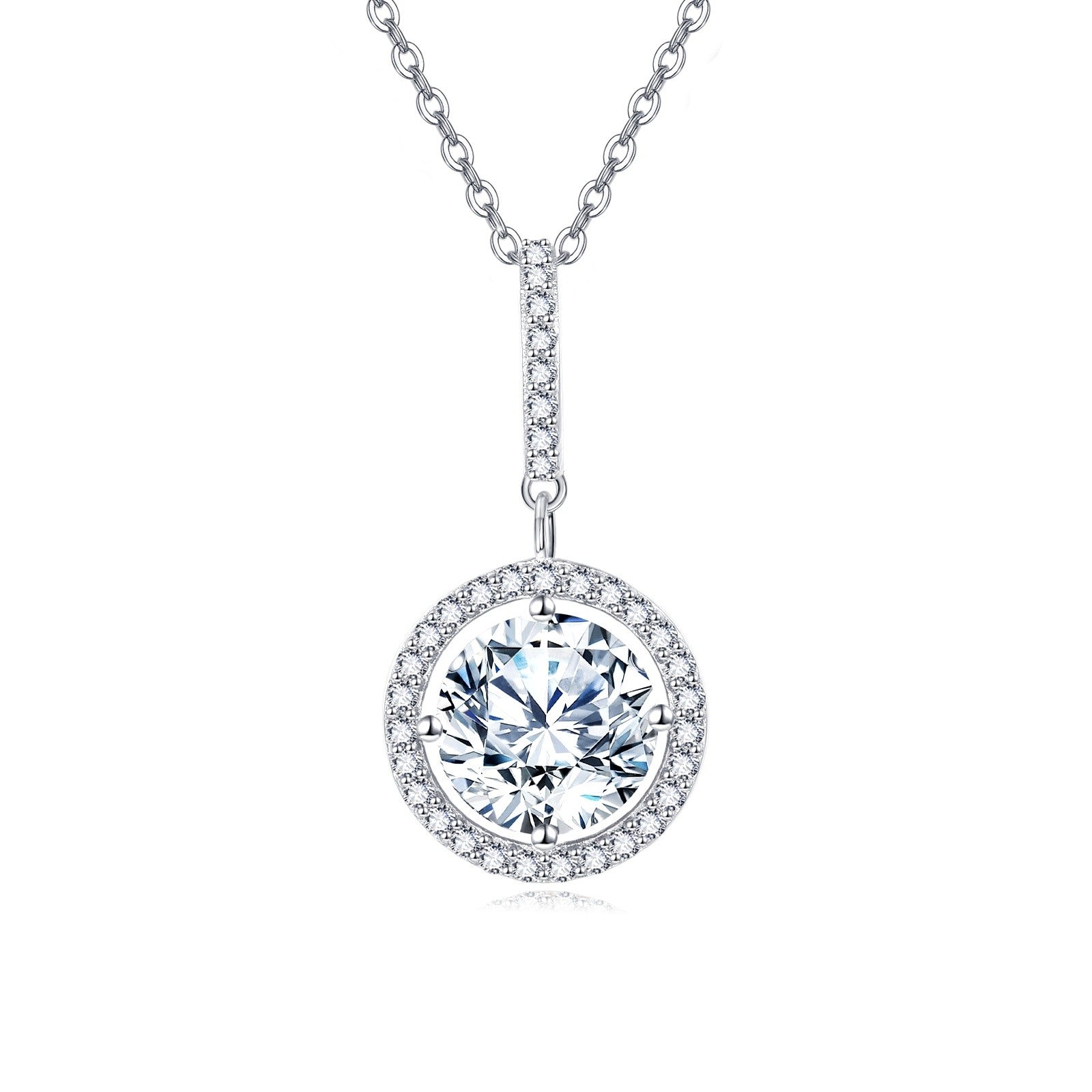 925 Sterling Silver Elegant Solitaire Moissanite Necklace In Plated wi
