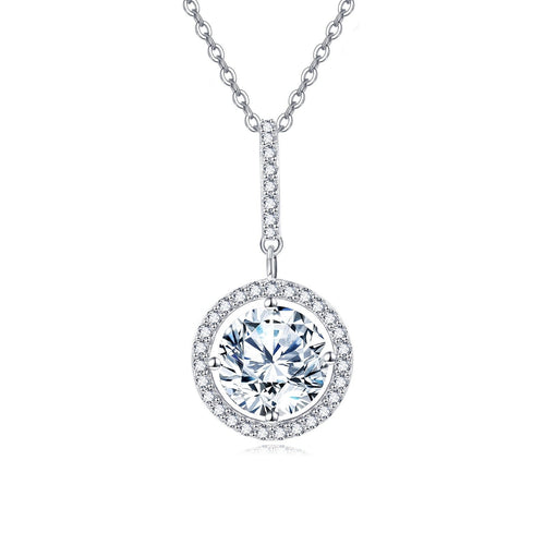 925 Sterling Silver Elegant Solitaire Moissanite Necklace In Plated wi