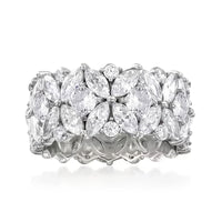 Stylish Wide Zirconia Floral Cluster Diamond Ring