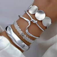 Vintage Stackable Silver Plated Cuff Bangle Bracelet Set