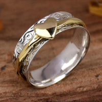 Vintage Two Tone Patterned Heart Spinner Ring