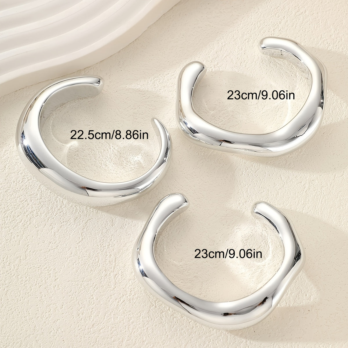 Vintage Sculptural Silver Plated Plastic Bangle Cuff Bracelet