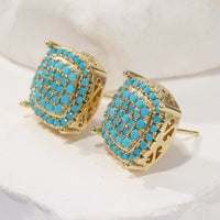 Elegant Square Synthetic Turquoise Stud Earrings