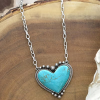 Bohemian Style Turquoise Heart Pendant Necklace
