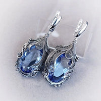Blue Quartz Gem Earrings retro crystal Earrings