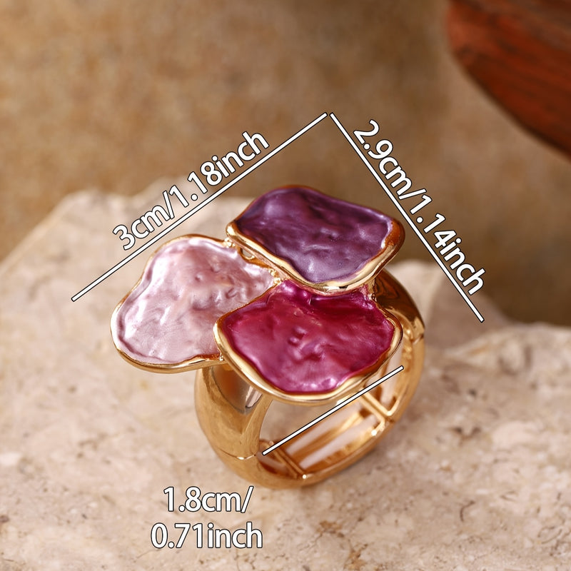 Bohemian Enamel Geometrical Irregular Square Ring