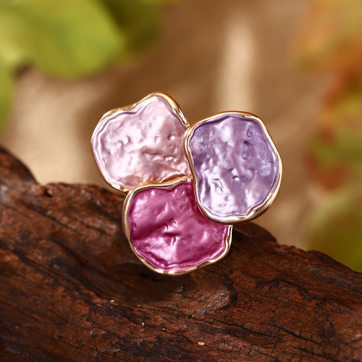 Bohemian Enamel Geometrical Irregular Square Ring