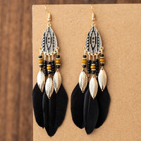 Bohemian Exaggerated Retro Style Feather Earrings