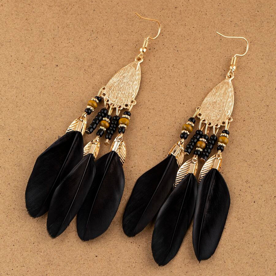 Bohemian Exaggerated Retro Style Feather Earrings