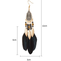 Bohemian Exaggerated Retro Style Feather Earrings