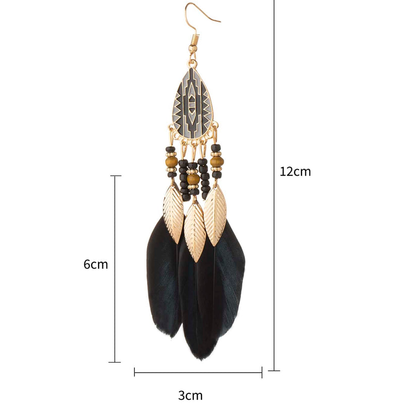 Bohemian Exaggerated Retro Style Feather Earrings