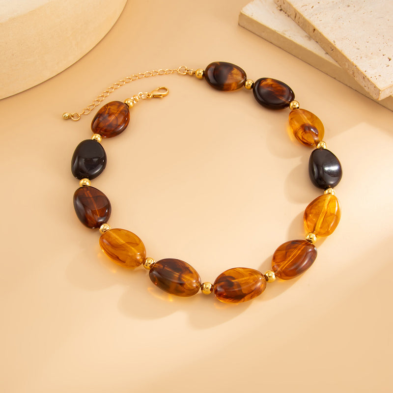 Bohemian Geometric Asymmetrical Beaded Necklace