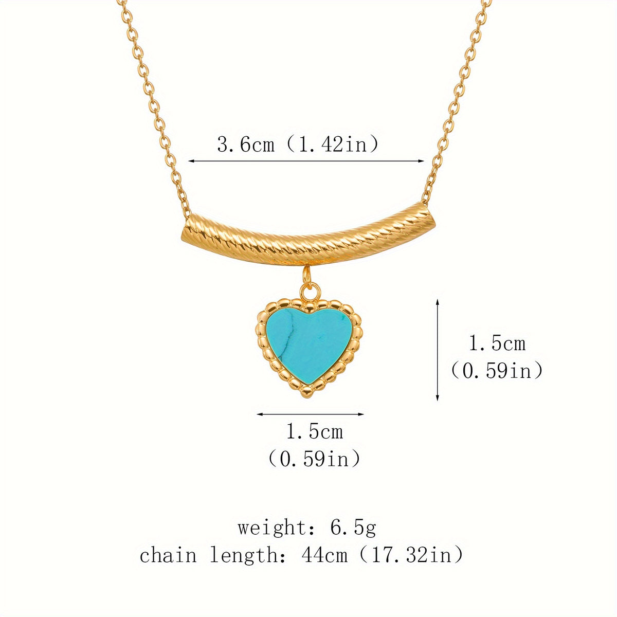 Bohemian Heart Shaped Turquoise Pendant Necklace