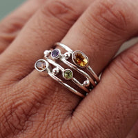 Bohemian Multicolor Gemstone Stacking Ring