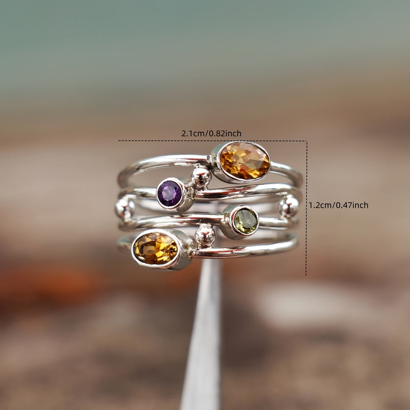 Bohemian Multicolor Gemstone Stacking Ring