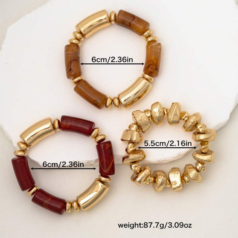 Bohemian Retro Geometric Thick Acrylic Beaded Bracelet