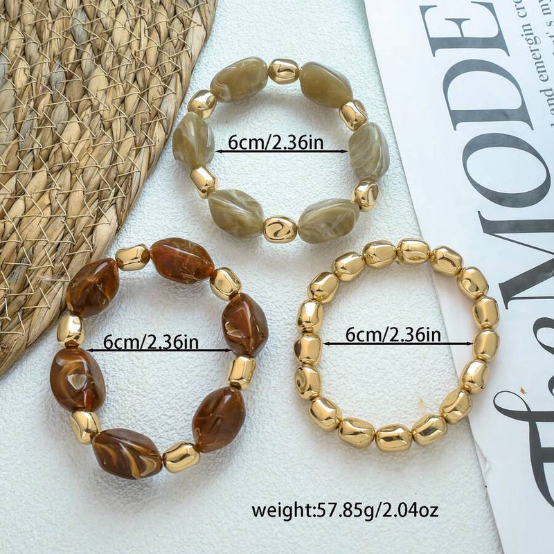 Bohemian Retro Geometric Thick Acrylic Beaded Bracelet