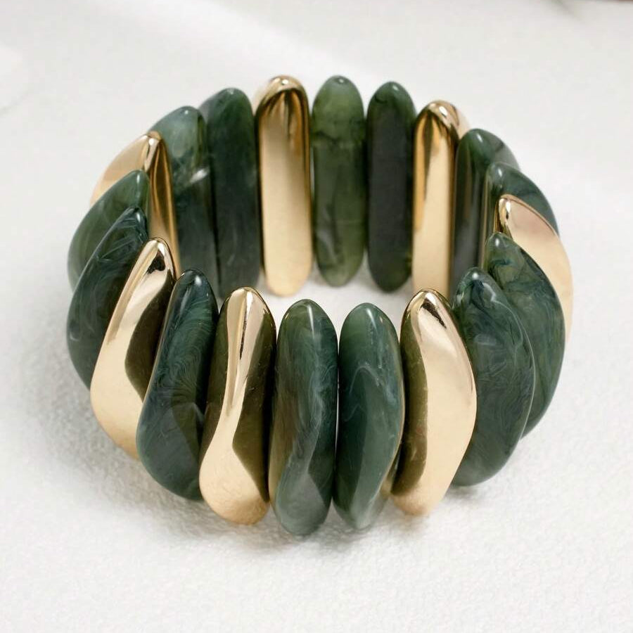 Bohemian Retro Geometric Thick Acrylic Beaded Bracelet