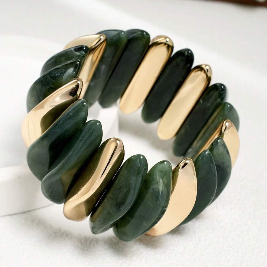 Bohemian Retro Geometric Thick Acrylic Beaded Bracelet
