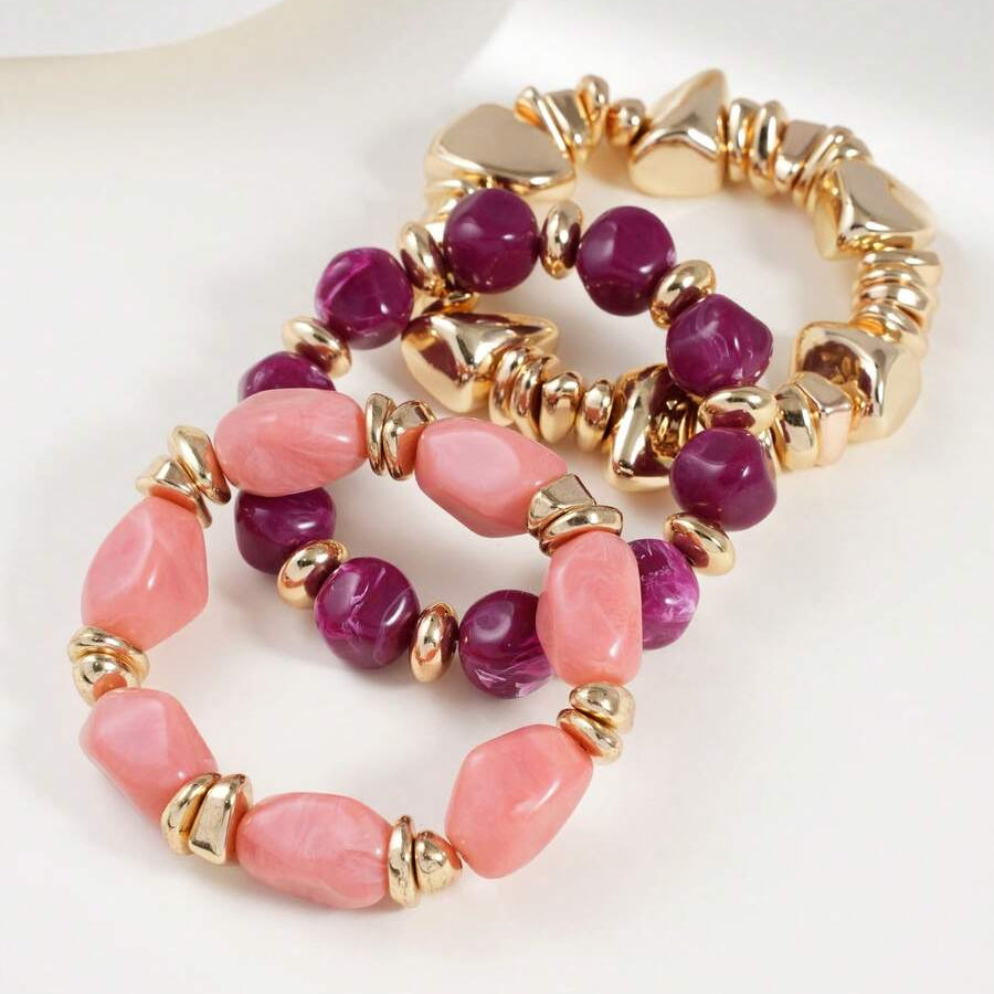 Bohemian Retro Geometric Thick Acrylic Beaded Bracelet