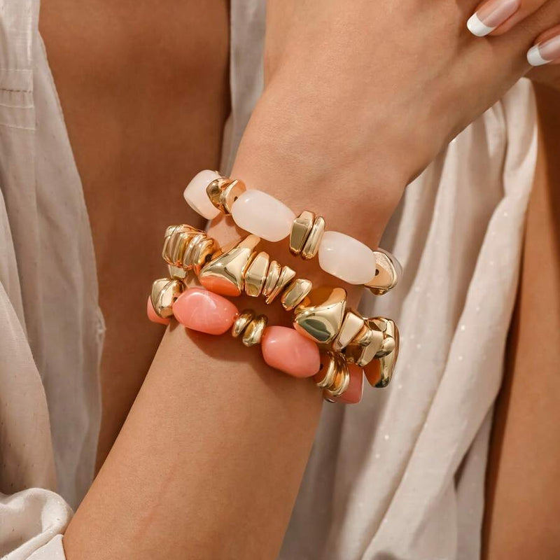 Bohemian Retro Geometric Thick Acrylic Beaded Bracelet