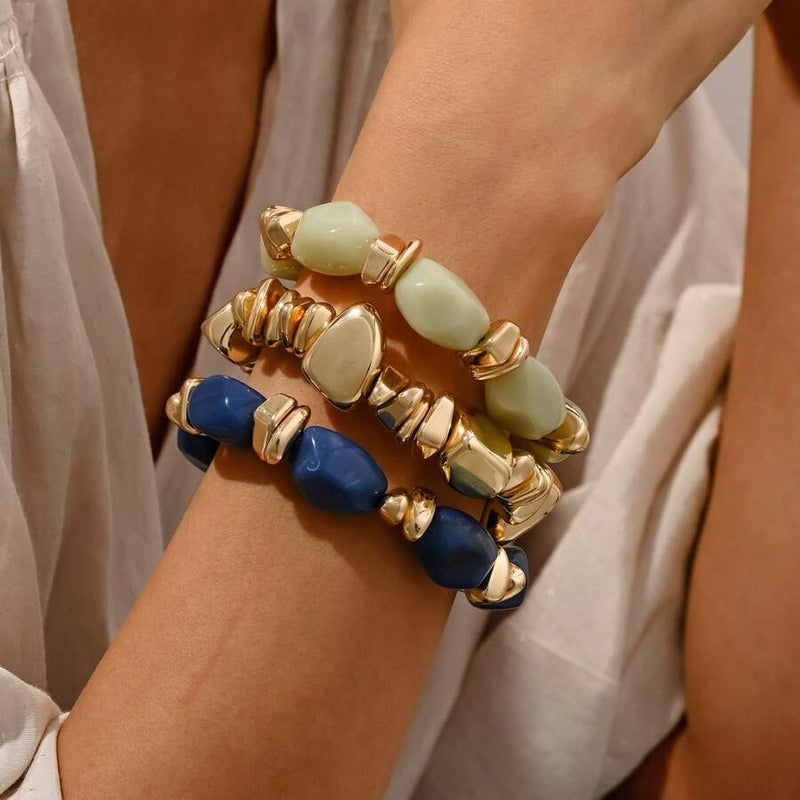 Bohemian Retro Geometric Thick Acrylic Beaded Bracelet