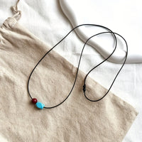 Bohemian Turquoise and Cinnabar Round Beaded Pendant Necklace