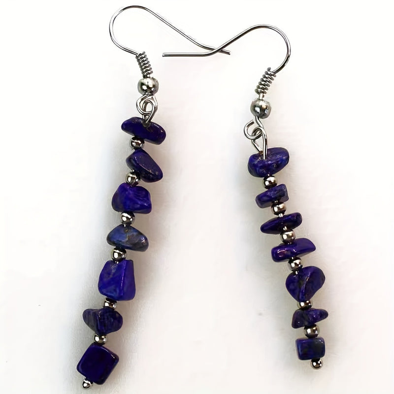 Boho Colorful Natural Gemstone Drop Earrings