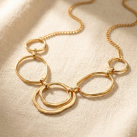 Boho Gold Hammered Multi Circle Necklace
