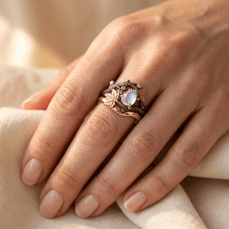 Boho Vintage Stone Wedding Engagement Ring