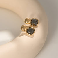 Vintage Gold-Tone Geometric Square Earrings