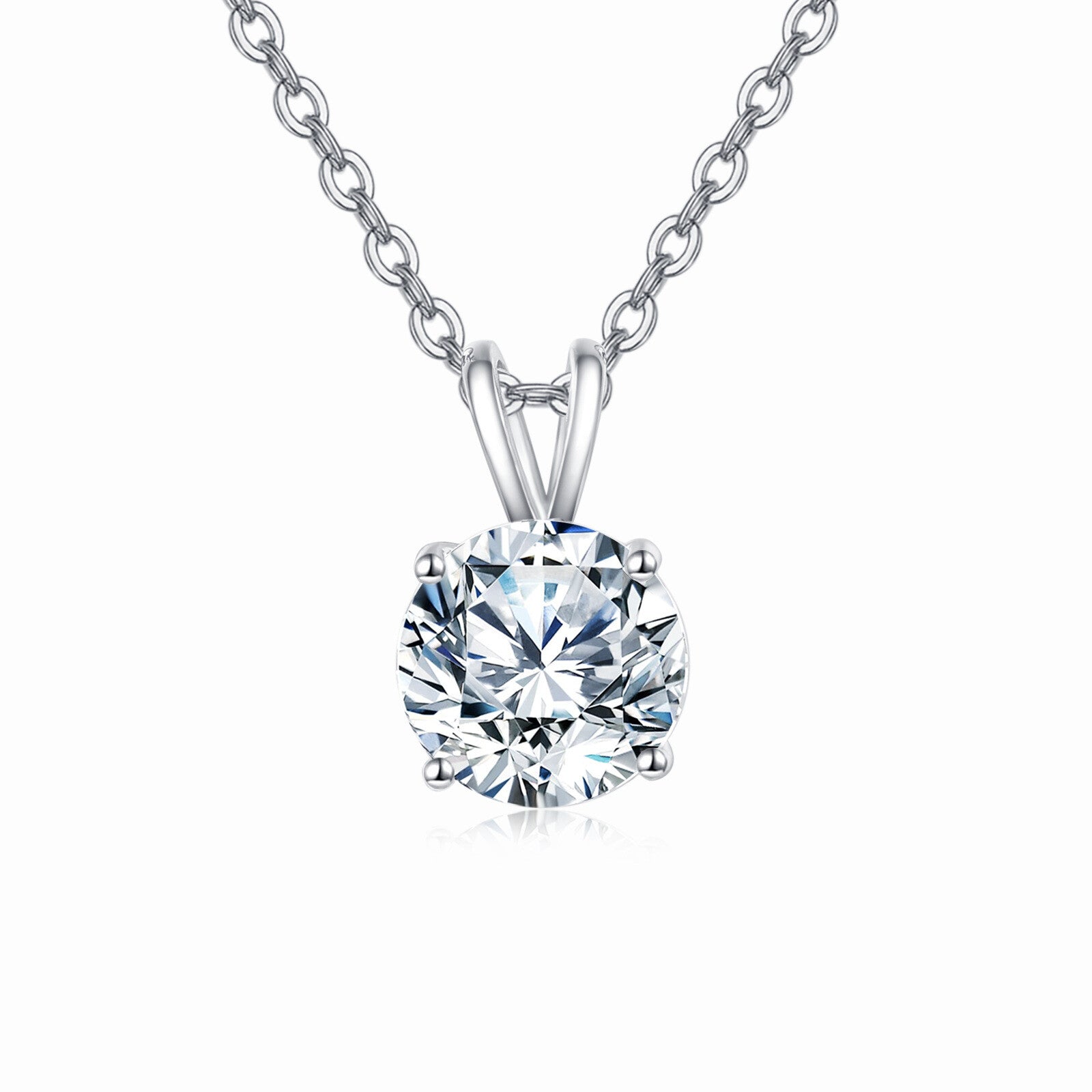 925 Sterling Silver Elegant Solitaire Moissanite Pendant Necklace In P